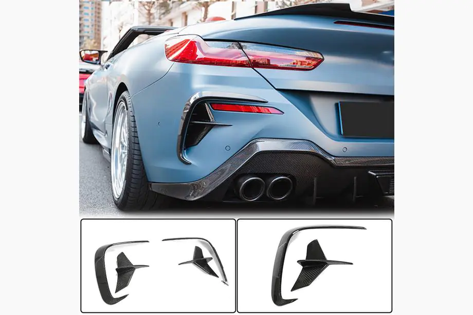 BMW 8-sarja G14/G15/G16 2018– Aerodynaamiset takapuskurin diffuusorin lisäosat V2 (M-Sport, hiilikuitu) Image