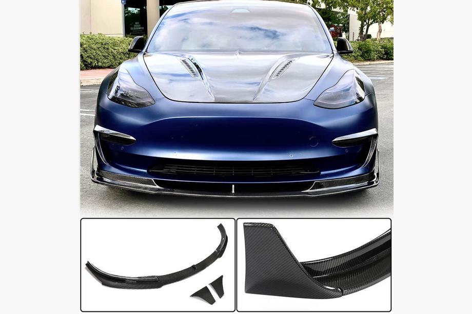 Tesla Model 3 2017– Etupuskurin lip-spoileri Lip V3 (2017-2023, hiilikuitu) Image