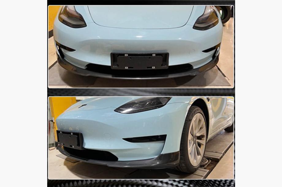 Tesla Model 3 2017– Etupuskurin lippa Lip V7 (2017-2023, hiilikuitu) Kuva 3