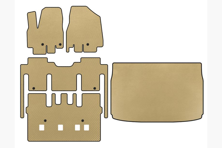 Kia Sedona 2014–2020 EVA-mattosarja matkustamoon (täysi sarja, 8-paikkainen, beige) Image