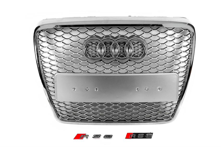 Audi A6 C6 2004–2011 RS-tyylinen etusäleikkö (harmaa kromilla) Image