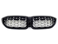 BMW 3-sarja G20/G21 2018– Diamond Silver munuaismaskit (2018-2022, musta reunus) kuva 2