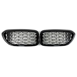 Munuaisritilät Diamond Silver V1 (2017-2020, musta reunus) BMW 5-sarja G30/G31 2017–2023 kuva 2