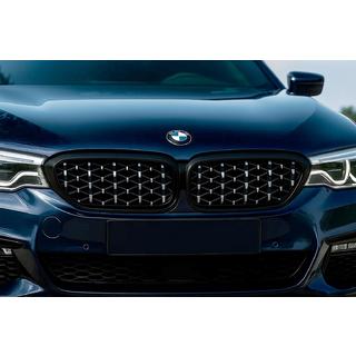 Munuaisritilät Diamond Silver V1 (2017-2020, musta reunus) BMW 5-sarja G30/G31 2017–2023 kuva 1