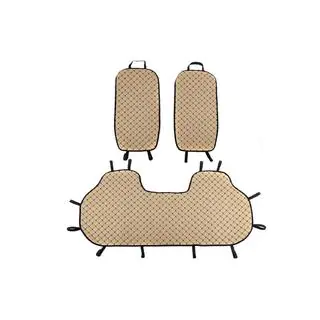 Takapenkin suojapeitteet (sarja, beige mustalla tikkauksella) kuva 1