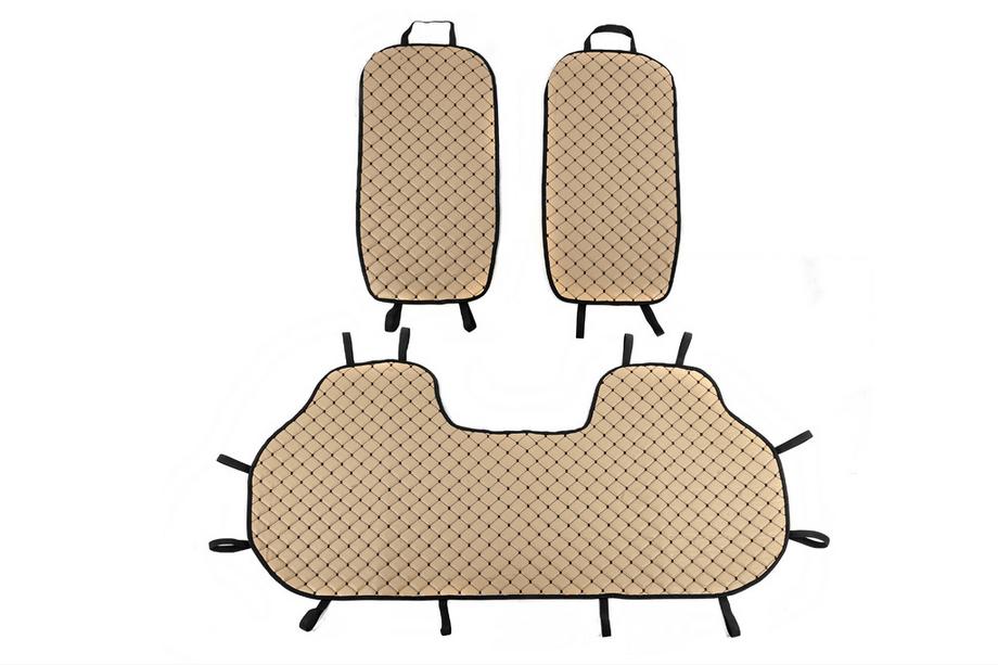 Takapenkin suojapeitteet (sarja, beige mustalla tikkauksella) Image