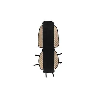 Istuinsuoja ECO-nahkaa ja kangasta (1 kpl, beige mustalla tikkauksella + kangas) kuva 1