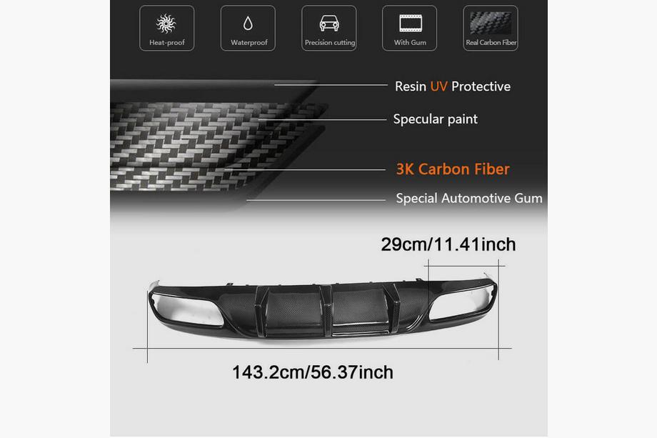 Mercedes C-class W205 2014–2021 Takapuskurin diffuusori V1 (coupe/cabriolet C63 AMG 2015-2019, hiilikuitu) Kuva 2