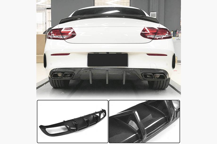 Mercedes C-class W205 2014–2021 Takapuskurin diffuusori V1 (coupe/cabriolet C63 AMG 2015-2019, hiilikuitu) Kuva 1
