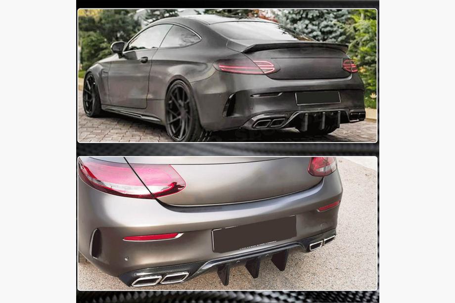 Mercedes C-class W205 2014–2021 Takapuskurin diffuusori V1 (coupe/cabriolet C63 AMG 2015-2019, hiilikuitu) Kuva 7