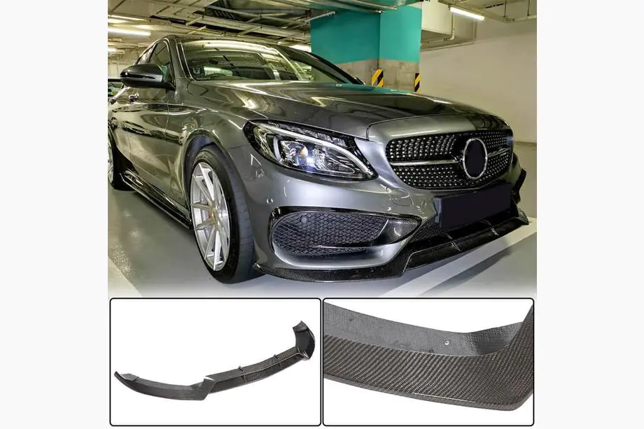 Mercedes C-class W205 2014–2021 Etupuskurin lippa Lip V1 (C43 AMG 2015-2019, hiilikuitu) Kuva 1