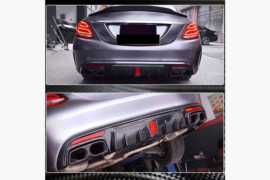 Mercedes C-class W205 2014–2021 Takapuskurin diffuusori V2 (SD C43/C63 AMG 2015-2019, hiilikuitu) Image
