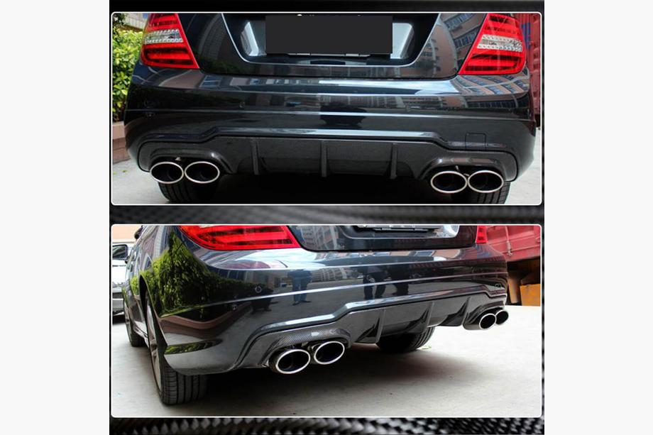 Mercedes C-sarja W204 2007–2015 Takapuskurin diffuusori V1 (AMG SD/Coupe 2012-2014, hiilikuitu) Kuva 3