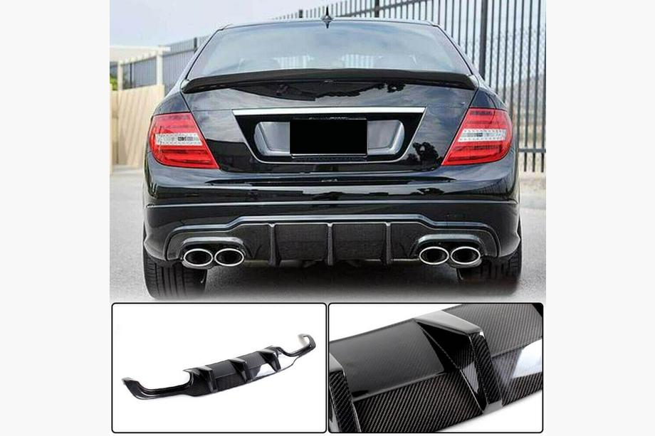 Mercedes C-sarja W204 2007–2015 Takapuskurin diffuusori V3 (AMG SD/Coupe 2012-2014, hiilikuitu) Kuva 2