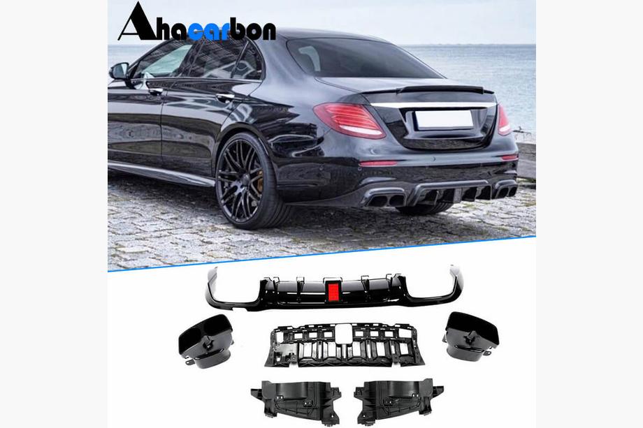 Mercedes E-class W213 2016–2023 Takapuskurin diffuusori pakoputkenpäillä V1 (AMG/AMG-Line 2016-2019, hiilikuitu) Image