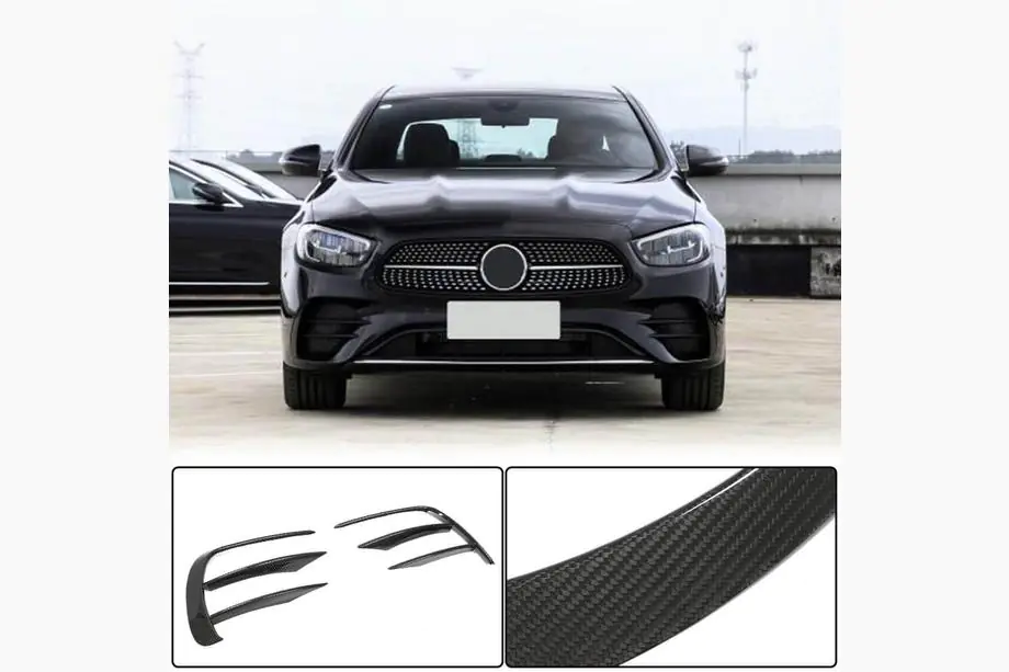 Mercedes E-class W213 2016–2023 Etupuskurin lip spoiler (AMG-Line 2020+ -malleihin, dry carbon) Kuva 8