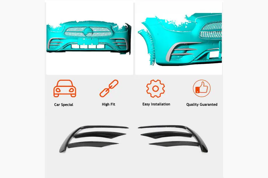 Mercedes E-class W213 2016–2023 Etupuskurin lip spoiler (AMG-Line 2020+ -malleihin, dry carbon) Kuva 15
