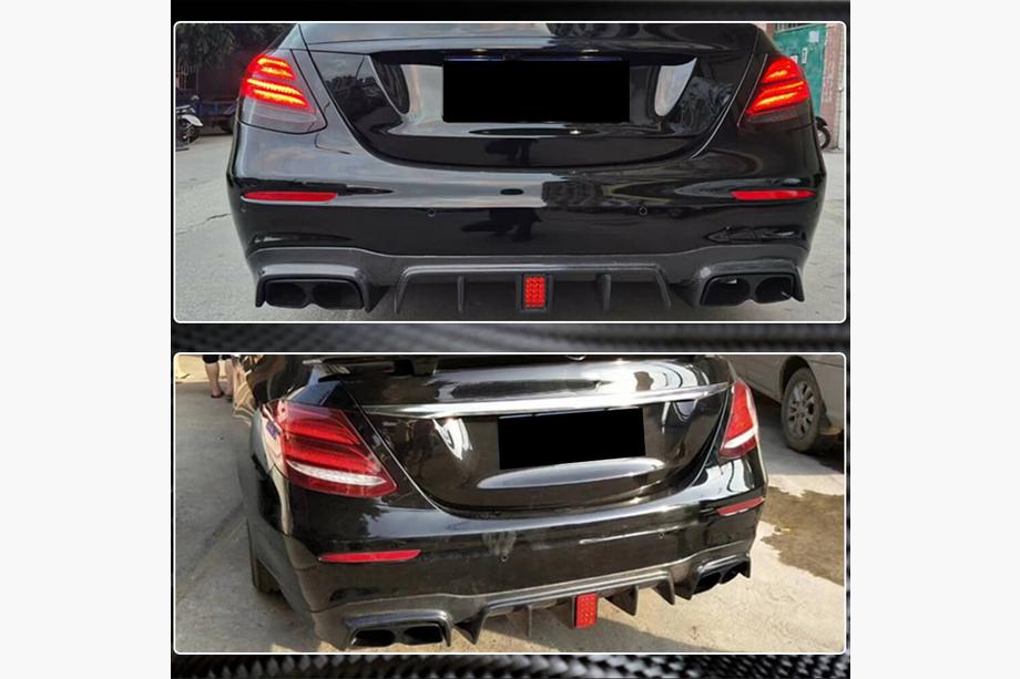 Mercedes E-class W213 2016–2023 Takapuskurin diffuusori pakoputkenpäillä V2 (AMG/AMG-Line 2016-2019, hiilikuitu) Kuva 5