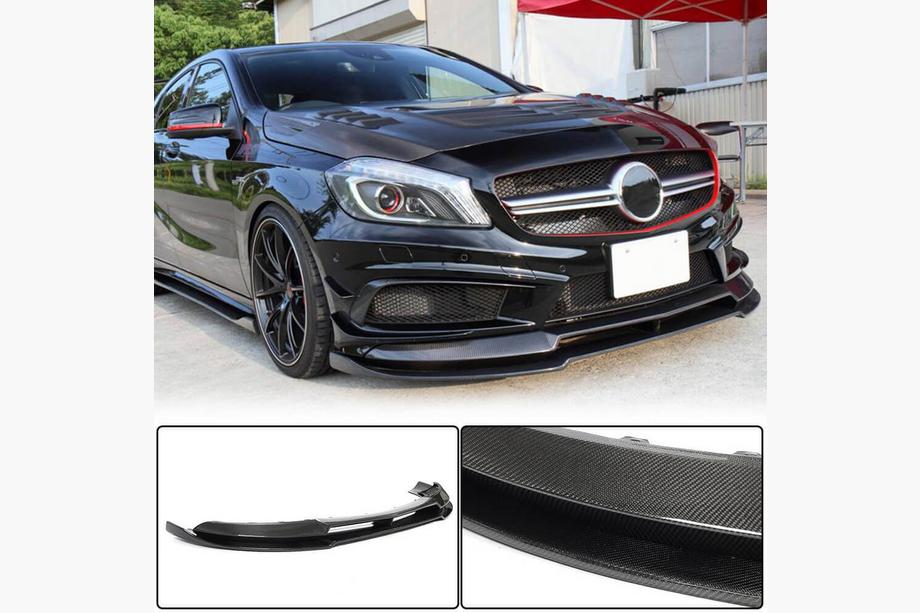 Mercedes A-sarja W176 2012–2018 Etupuskurin lip spoileri Lip V2 (AMG-Line / A45 AMG HB 2013-2015, hiilikuitu) Image