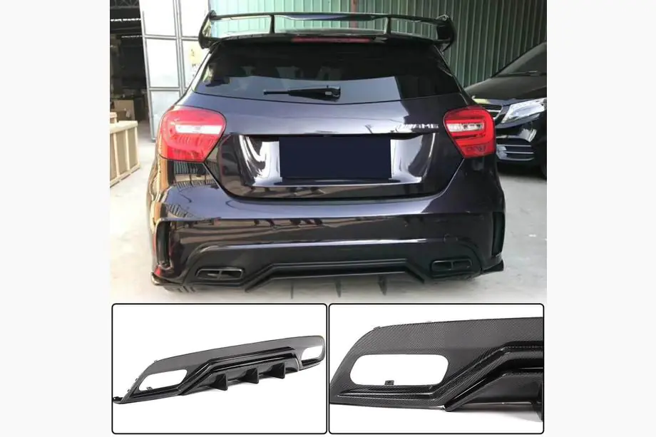 Mercedes A-sarja W176 2012–2018 Takapuskurin diffuusori V2 (AMG-Line / A45 AMG HB) Image