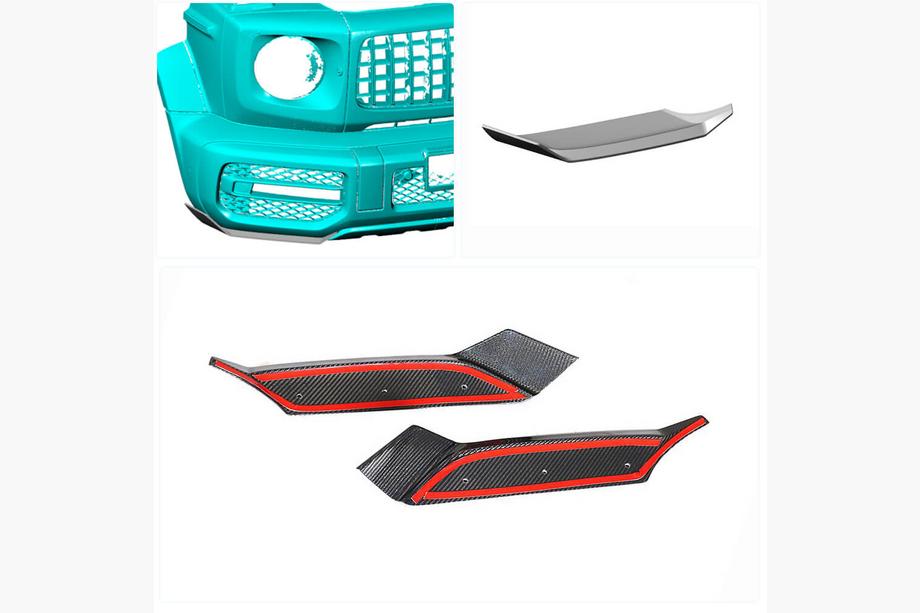 Mercedes G-Class W463 2018–2024 Etupuskurin Flap-lipat (G63 AMG 2019-2021, hiilikuitu) Kuva 2