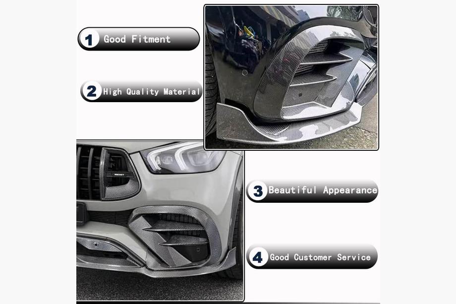 Mercedes GLE W167 2018– Etupuskurin lip-spoileri (GLE53/AMG-Line 2019-2023, hiilikuitu) Kuva 3
