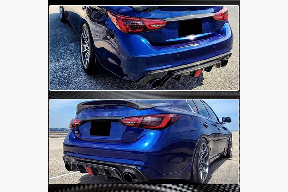 Infiniti Q50/Q60 2013–2024 Takapuskurin diffuusori V3 (Q50 Base/Sport 2018-2023, hiilikuitu) Kuva 4