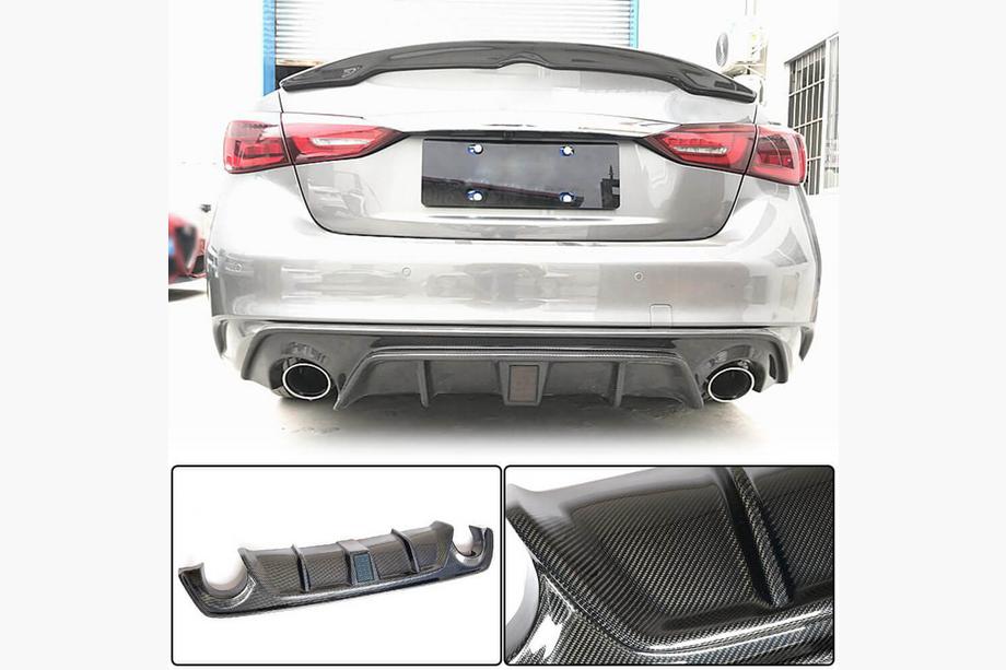 Infiniti Q50/Q60 2013–2024 Takapuskurin diffuusori V3 (Q50 Base/Sport 2018-2023, hiilikuitu) Kuva 7