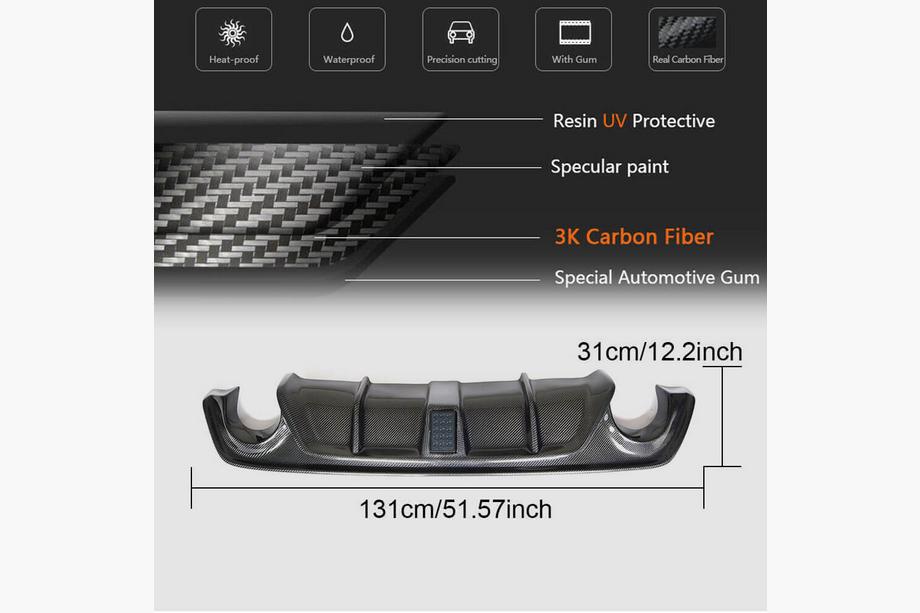 Infiniti Q50/Q60 2013–2024 Takapuskurin diffuusori V3 (Q50 Base/Sport 2018-2023, hiilikuitu) Kuva 10