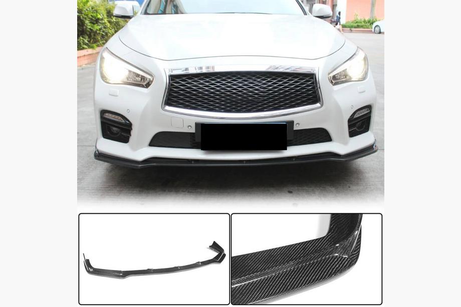 Infiniti Q50/Q60 2013–2024 Hiilikuitu etupuskurin lippa Lip V2 (Q50 Sport 2014-2017, Carbon) Image