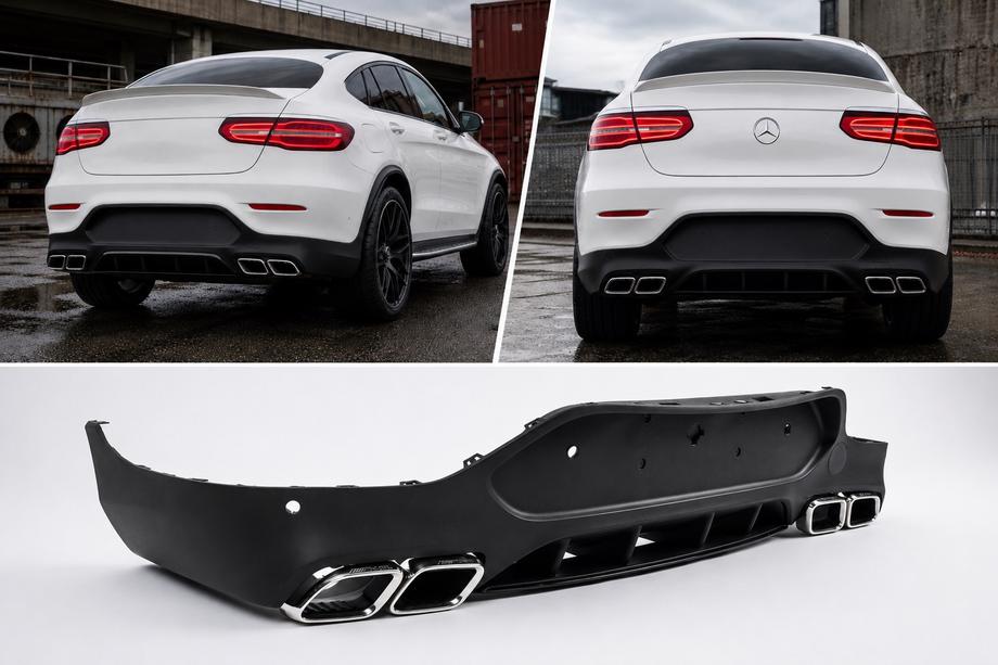 Mercedes GLC Coupé C253 2016–2023 Takadiffuusori pakoputken päillä Silver (AMG63-design) Image