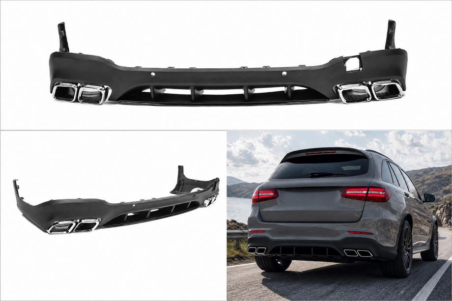 Mercedes GLC X253 2015–2022 Takatdiffuusori pakoputken päillä Silver (AMG63 Design) Image