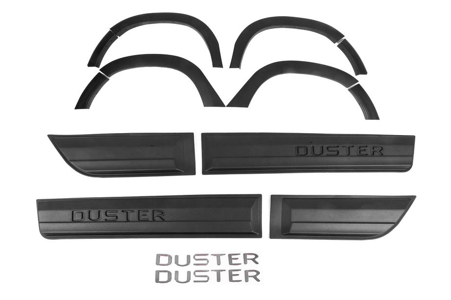 Dacia Duster 2018–2024 Lokasuojan kaarenlevikkeet listoilla (12 kpl, mustat ABS-muovia) Image