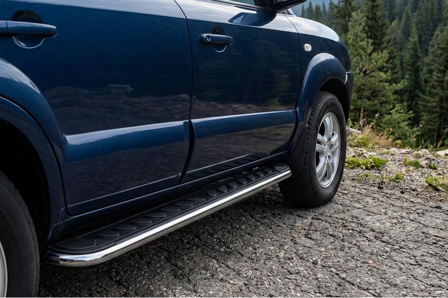 Hyundai Tucson JM 2004– Maydos V1 sivuportaat (2 kpl, alumiini ↗ ruostumaton teräs) Image