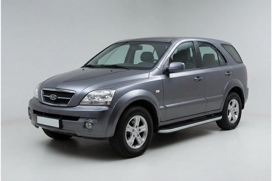 Kia Sorento I BL 2002–2009 Tayga Grey -sivuaskelmat (2 kpl, alumiini) Image