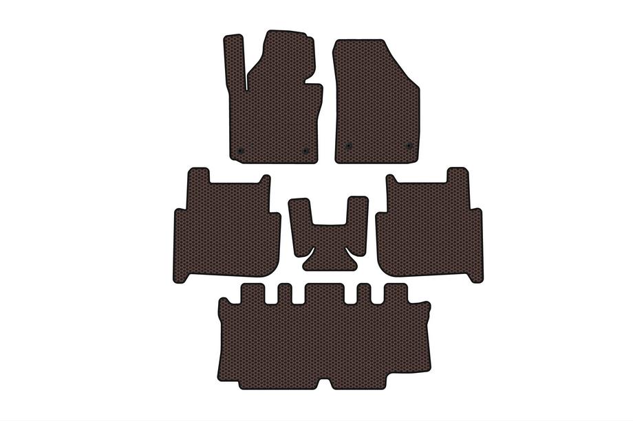 Volkswagen Touran 2003–2010 Kumimatot Carsuit (3 riviä, 2006-2010, 7-paikkainen, ruskea) Image