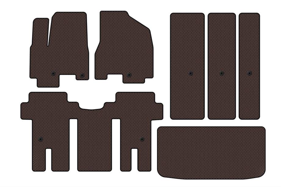 Kia Carnival 2014–2020 Carsuit kumimatot matkustamoon (täysi sarja, ruskea) Image