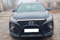 Hyundai Santa Fe 4 2018–2023 Viiksimallinen karjapuskuri WT006 Black (ruostumaton teräs) kuva 2