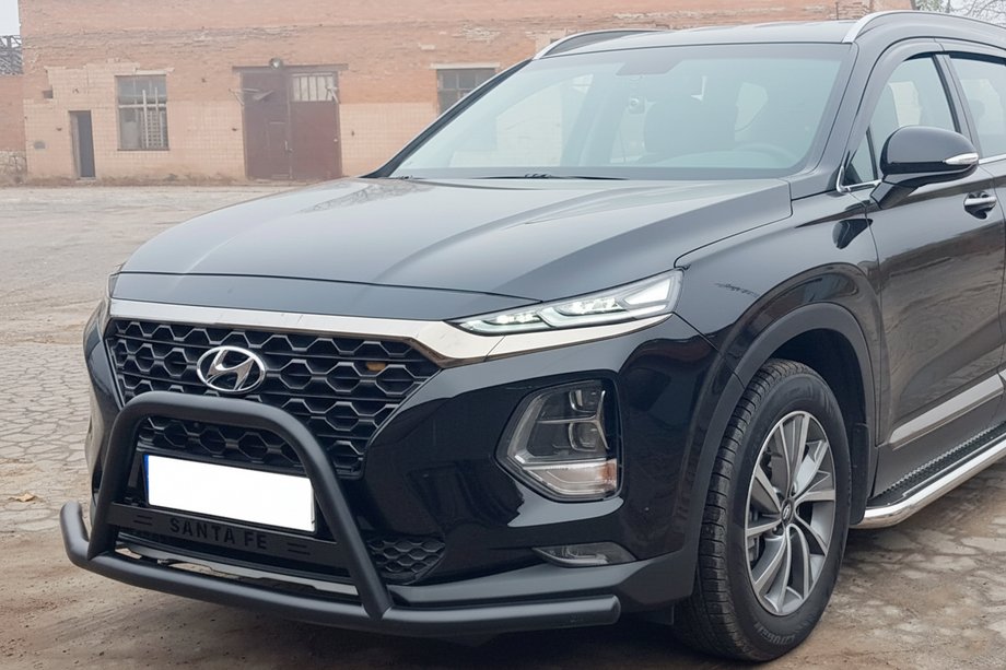 Hyundai Santa Fe 4 2018–2023 Viiksimallinen karjapuskuri WT006 Black (ruostumaton teräs) Image