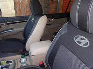 Hyundai Santa Fe 2 2006–2012 Auton istuinsuojat (keinonahka→kangas, Premium) kuva 7