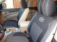 Hyundai Santa Fe 2 2006–2012 Auton istuinsuojat (keinonahka→kangas, Premium) kuva 16