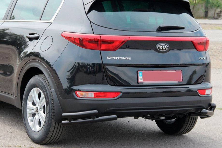 Kia Sportage 2015–2021 Takaosan kaksinkertaiset kulmasuojat AK003-подвійний Black (ruostumaton teräs) Image