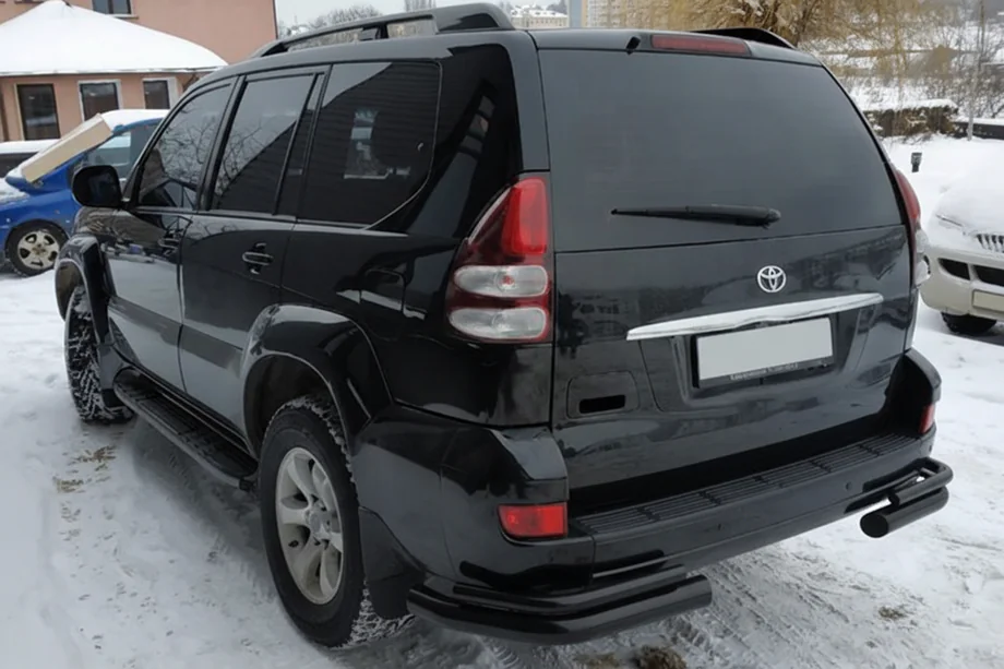 Toyota Land Cruiser Prado 120 2002–2009 Takaosan tuplakulmaputket AK003-2 Black (2 kpl, ruostumaton teräs) Kuva 3