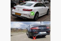 Mercedes E-sarja Coupé C238 2016–2024 Takadiffuusori Black kromiputkenpäillä Chrome (AMG53-design) kuva 4
