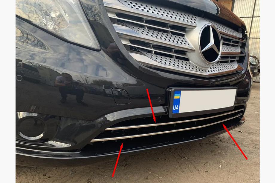 Mercedes Vito/V-class W447 2014– Puskurin säleikön suojalistat (2 kpl, ruostumaton teräs) Kuva 2