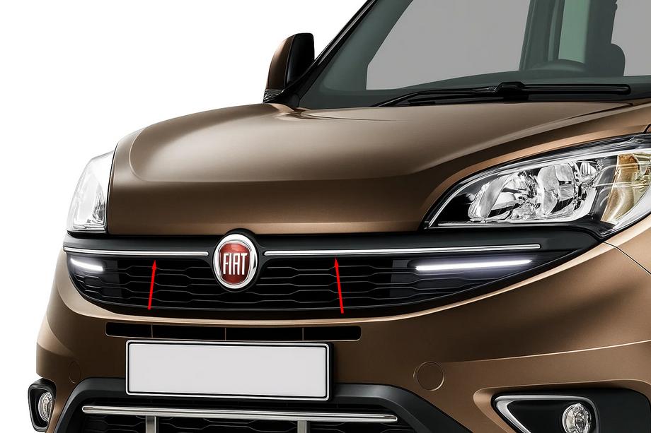 Fiat Doblo II 2010–2022 Jäähdyttimen säleikön listat (2015↗, 2 kpl, ruostumaton teräs) Image