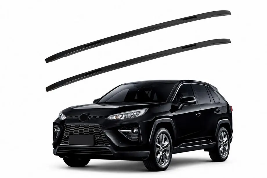 Toyota Rav 4 2019–2025 Integroidut kattokaiteet mustat OEM (ABS-muovi, asennus liimalla) Kuva 1