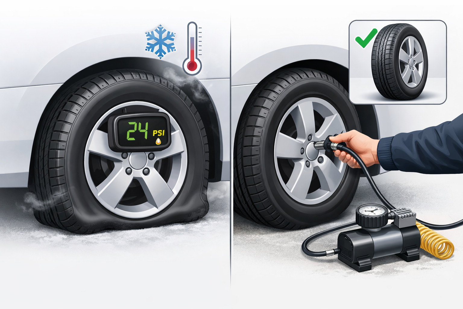 Rengaspaine laskee pakkasella: näin toimit rauhallisesti