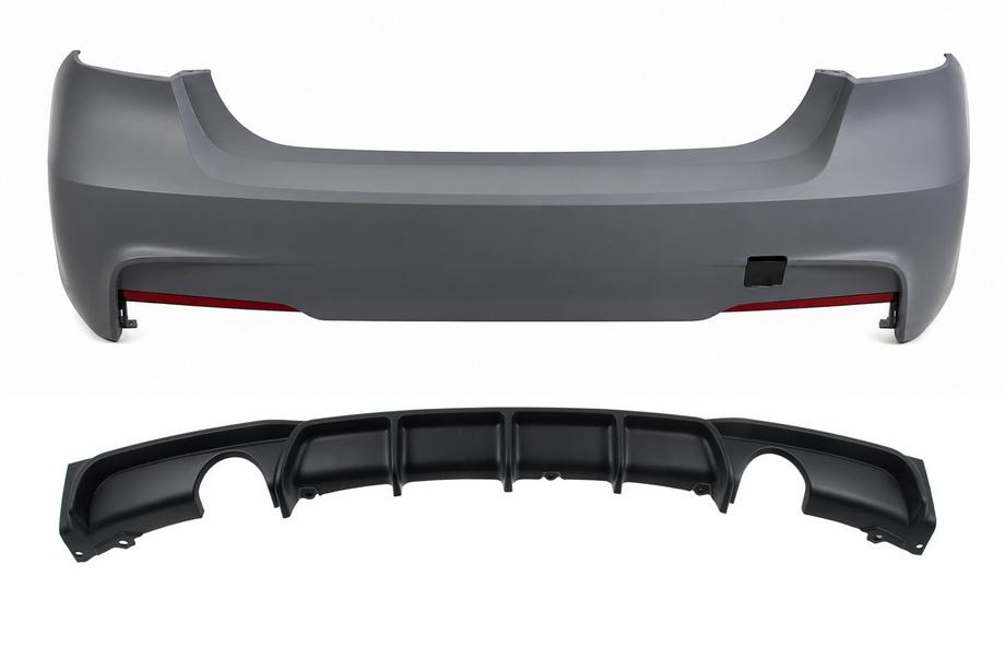 BMW 3-sarja F30/F31 2012–2019 Takapuskuri diffuusorilla, kaksipuoliselle yksiputkiselle pakoputkelle M-Sport (F30) Image