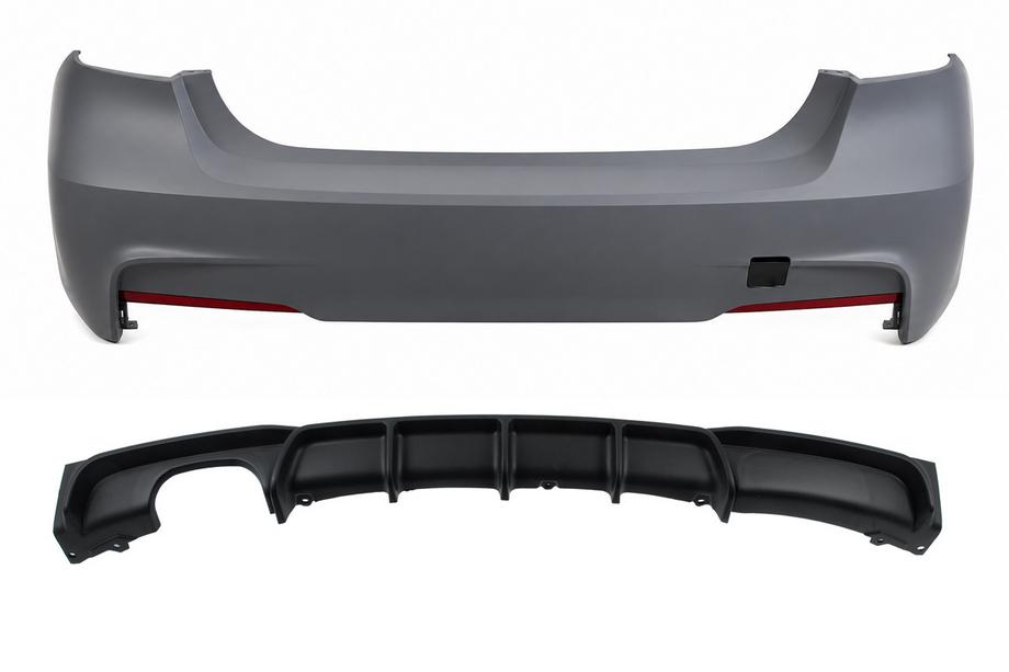BMW 3-sarja F30/F31 2012–2019 Takapuskuri diffuusorilla yksipuoliselle tuplapakoputkelle M-Sport (F30) Image